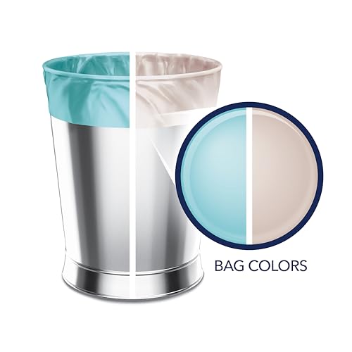 Color Scents 4 Gallon Small Trash Bags Duo Pack - Teal & Beige, 80 Count with Twist Ties, Scented Waste Liners for Bathroom and Kitchen