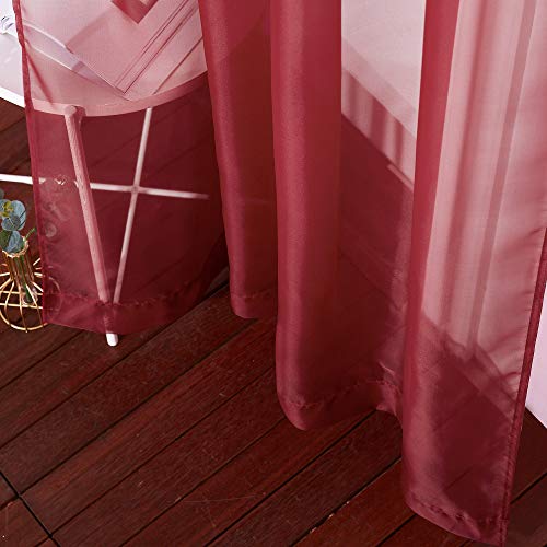 NICETOWN Voile Sheer Curtains - Haute Red 54" x 84" (Pack of 2)