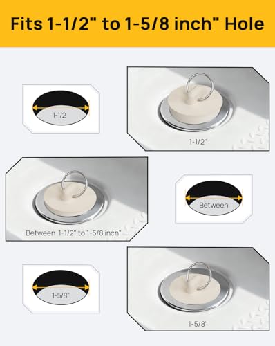 Rubber Drain Stopper Set of 2 for 1.5" to 1.625" Openings