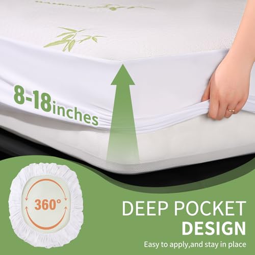 FGZ Twin XL Bamboo Mattress Protector, 2-Pack Waterproof Cooling Cover