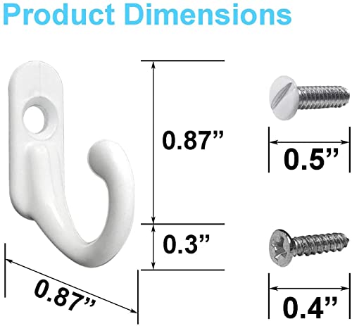 Chanvoo Light Switch Plate Hooks, 3 Pack White Wall Mounted Utility Hooks