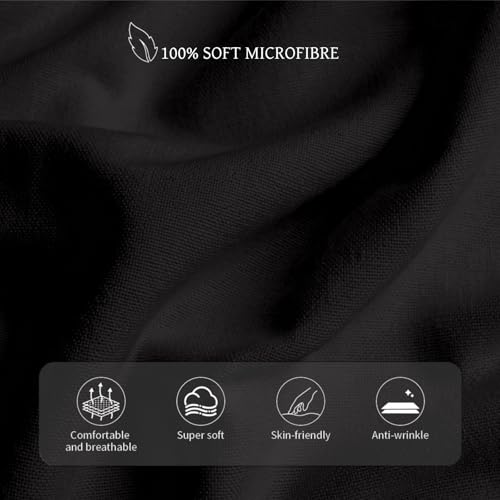 Twin XL Fitted Sheet - Soft Black Bottom Sheet with Deep Pockets