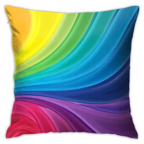VARUN Rainbow Stripe Throw Pillow Cover, 18x18 Inch Square Cushion Case - 5