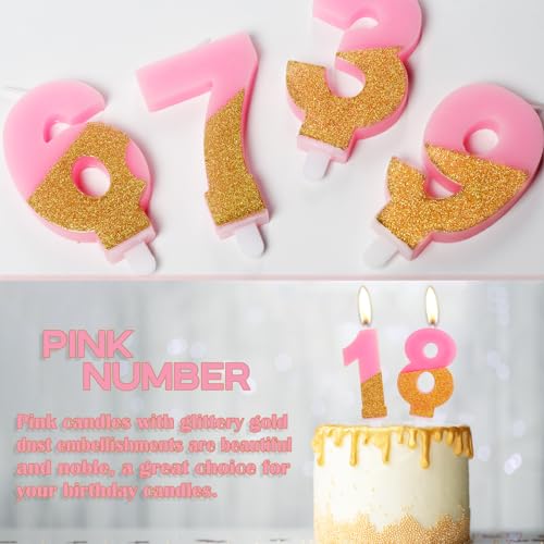 Pink Glitter 16th Birthday Candles - Number 16 Cake Topper