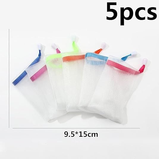 5-Pack Nylon Soap Mesh Bags for Foaming and Exfoliating