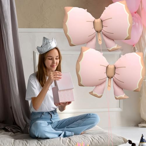 Matte Pink Bow Foil Balloons - 2 Pcs Jumbo Party Decorations