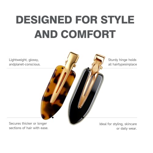 FADUIIO No-Crease Hair Clips, 6-Piece Non-Slip Duckbill Styling Set
