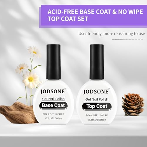 JODSONE Base Coat and Top Coat Gel Polish Set 16.5ml No Wipe