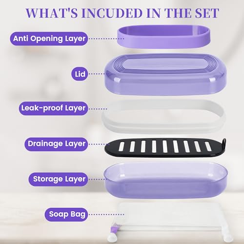 QIUYMEI Shampoo Bar Holder with Drain Tray - Grape Purple Style A (Large)