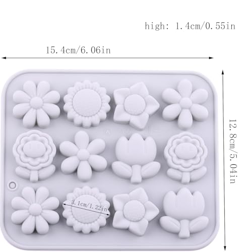 Flower Silicone Candy Molds - Sunflower & Tulip Chocolate Mold