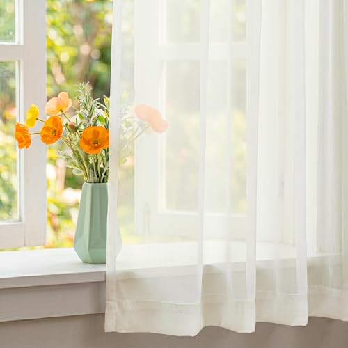 NICETOWN Light Filtering Sheer Curtains, 2 Panels, W42xL63