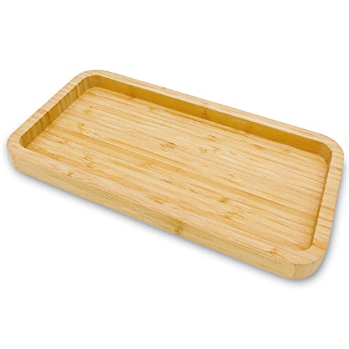 Natural Bamboo Vanity Tray - 11.8 x 5.9 Inch Bathroom Organizer