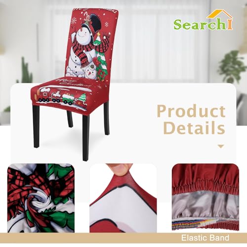 Christmas Snowman Chair Covers Set of 6 - Holiday Kitchen Slipcovers