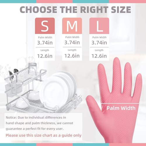 Xgunion Reusable Rubber Cleaning Gloves - Medium, 5 Pairs Non-Slip Set