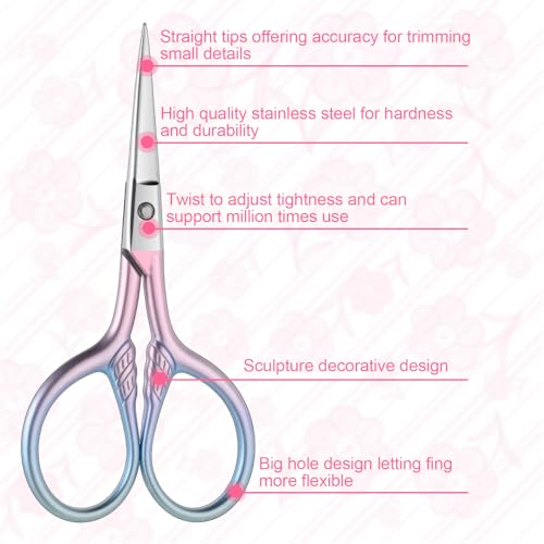 Eldraqth 2pcs Stainless Steel Eyebrow & Facial Hair Grooming Scissors with PU Leather Case