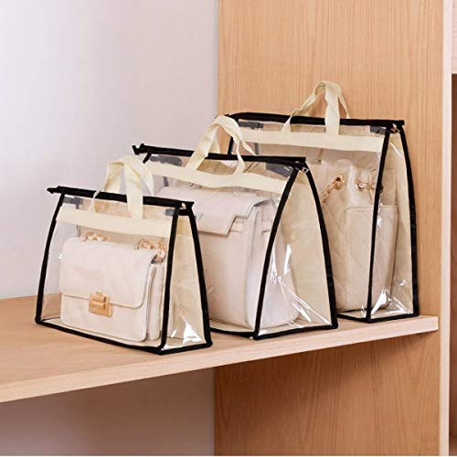 CINPIUK Beige XL Clear Handbag Storage Bags with Zipper & Handle – Closet Organizer for Purses