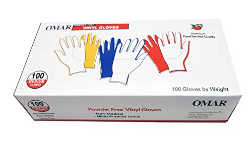 Omar Powder-Free Clear Vinyl Gloves - 100 Count Disposable