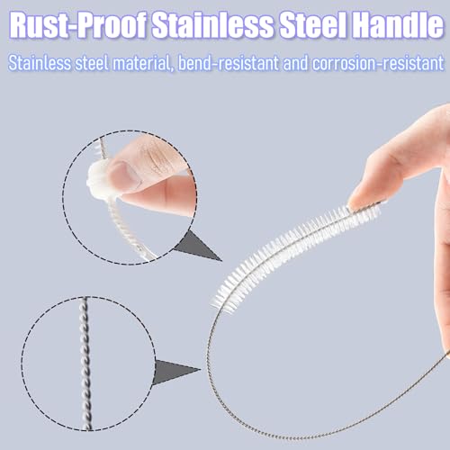 Bestac Straw Cleaner Brushes Set - 10 Multi-Size with Nylon Bristles & Stainless Steel Handle