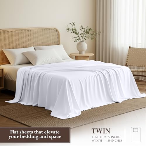Utopia Bedding Twin Size Flat Sheet - Ultra Soft Microfiber, White