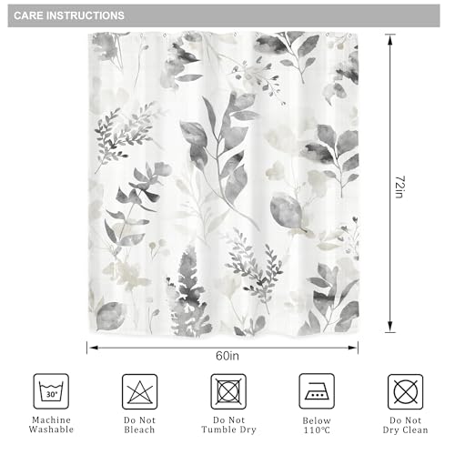 Riyidecor 60x72 Eucalyptus Leaves Shower Curtain - Waterproof Fabric