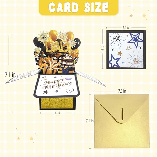 Luxury 3D Pop-Up Birthday Card for Dad | Black and Gold Theme