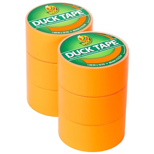Duck Brand Neon Orange Duct Tape, 1.88 in x 15 yd, 6 Rolls