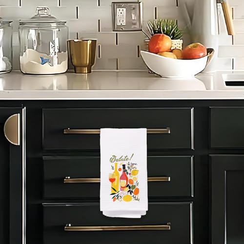 Italian Salute Cheers Wine Kitchen Towels - 16x24 Inch Decorative Hand Towels