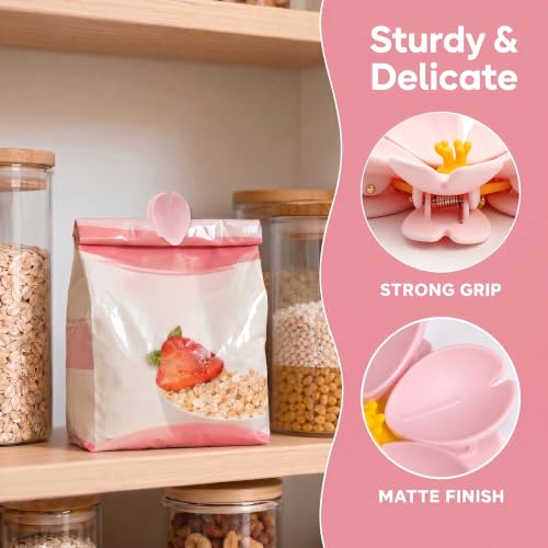 Cherry Blossom Magnetic Bag Clips - 4 Flower Set with Detachable Petals