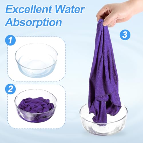 HARFINGTON 4 Pack Microfiber Cleaning Cloths - 16" x 16" Purple