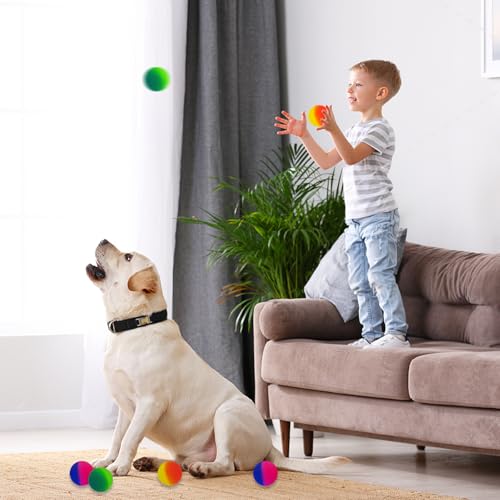 Irrmshr Jumbo Bouncy Balls - 6 Pack, 45mm Rubber Balls for Kids