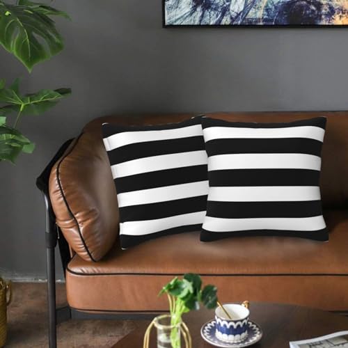 Poream Black and White Stripe 18x18 Inch Farmhouse Throw Pillow Covers Set of 2
