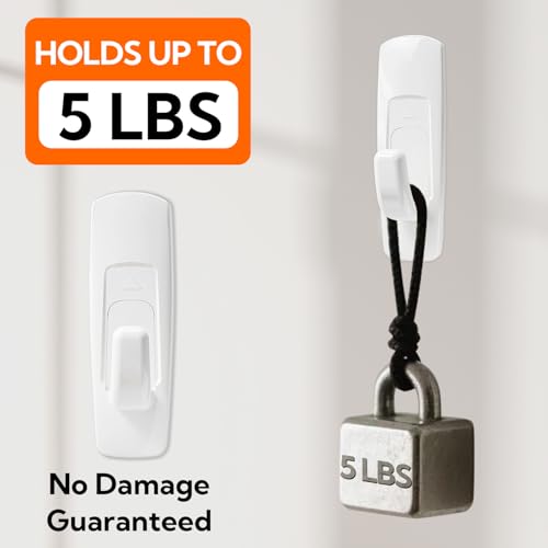 Hookay 5lbs Adhesive Wall Hooks - 7 Heavy-Duty Hooks & 12 Strips