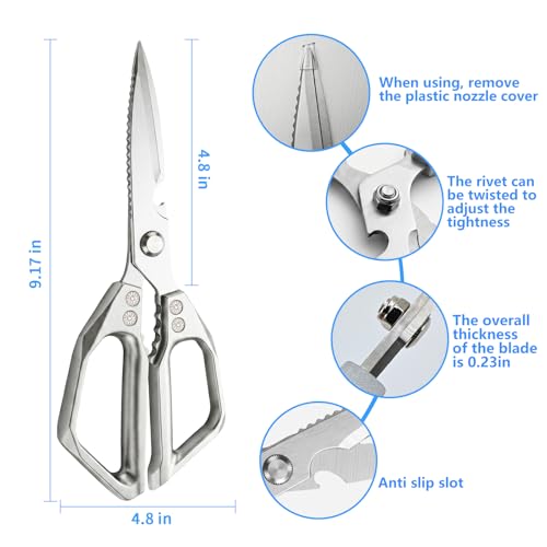 AskBed Heavy Duty Kitchen Scissors - Stainless Steel, Sharp & Ergonomic