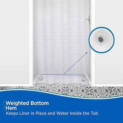 Kenney Waterproof PEVA Shower Curtain Liner, Clear, 42"W x 72"H