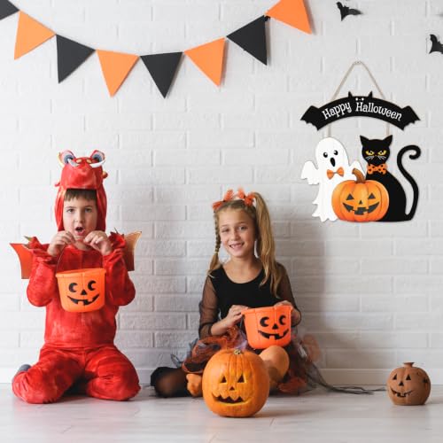 Halloween Wooden Hanging Welcome Sign for Front Door - Festive Decor