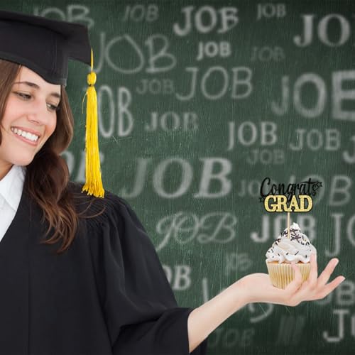 Class of 2026 Graduation Cupcake Toppers - 24Pcs Gold Glitter
