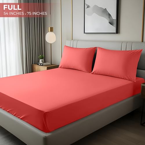 Utopia Bedding Full Fitted Sheet, Ultra Soft Microfiber, Coral