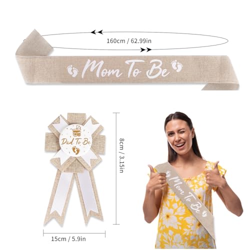 Rustic Boho Baby Shower Sash & Daddy Badge Set - Natural Jute