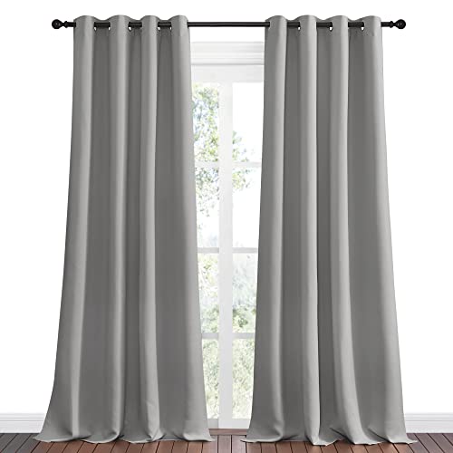 NICETOWN Silver Grey Room Darkening Curtain Panels - 2 Pack, 55 x 90 Inches