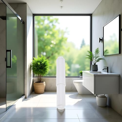 Adjustable White Toilet Paper Holder - Durable Plastic Bathroom Roller