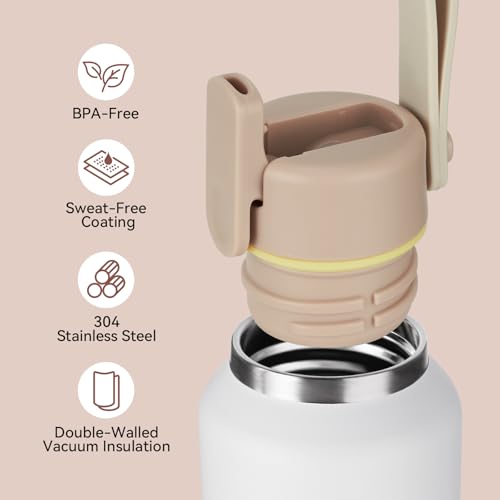 Fijinhom 12oz Kids Insulated Water Bottle - BPA-Free Stainless Steel, White