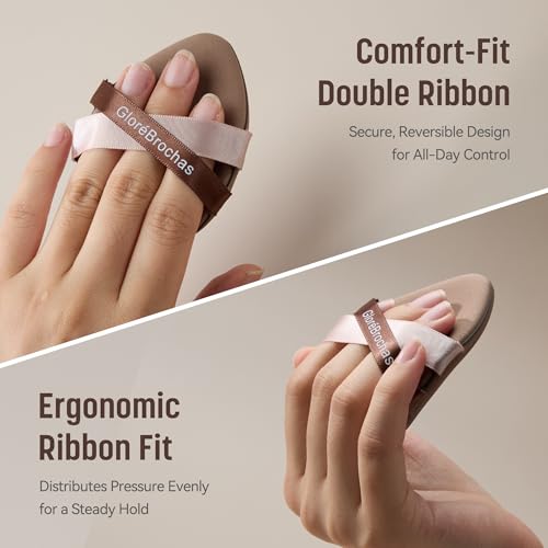GloréBrochas Makeup Sponge Set 2PCS Latex-Free PU Soft Powder Puff Brown