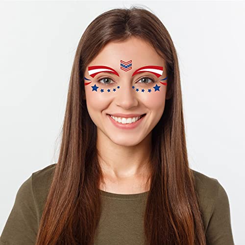 10-Pack Fourth of July Temporary Face Tattoos Patriotic Party Supplies