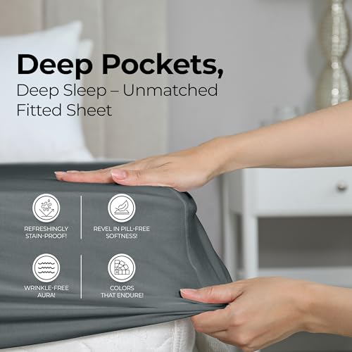 Queen Fitted Sheet - Ultra Soft Grey, 15 Inch Deep Pocket