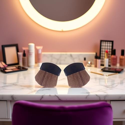 Mini Powder Blush Brush Set - 2Pcs Portable Small Makeup Brushes