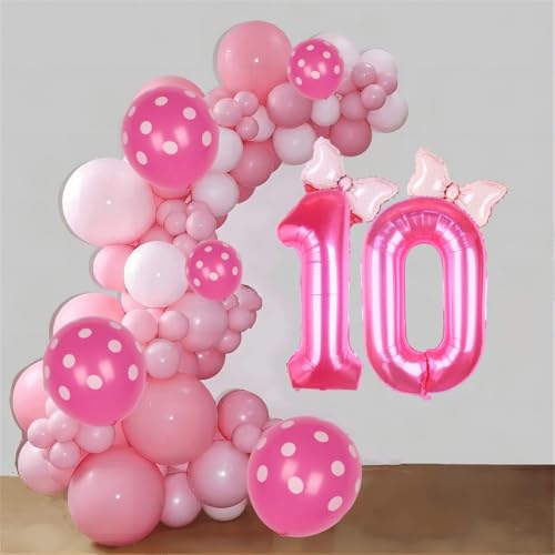 40-inch Pink Number 10 Balloon Set with Bow - Girls 10th Birthday Decor