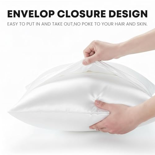 Standard Size White Satin Pillowcases (20" x 26") - 2PCS by Horaldaily