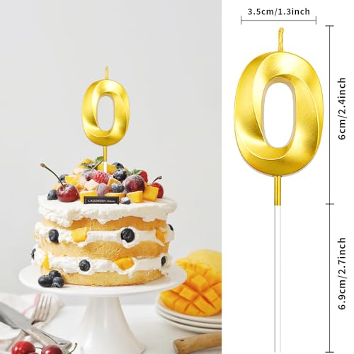 Karyllena 40th Birthday Candles - Gold Number Cake Topper, 2 Pcs
