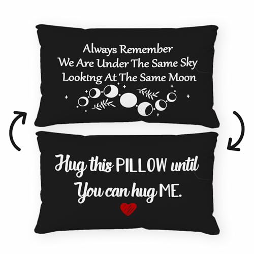 Sufamb Black 20x12 Inch Reversible Long Distance Relationship Pillow Cover Gift for Boyfriend Girlfriend