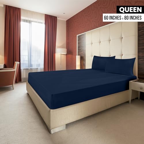 Utopia Bedding Queen Fitted Sheet Set - Navy, Pack of 6, 15-Inch Deep Pocket